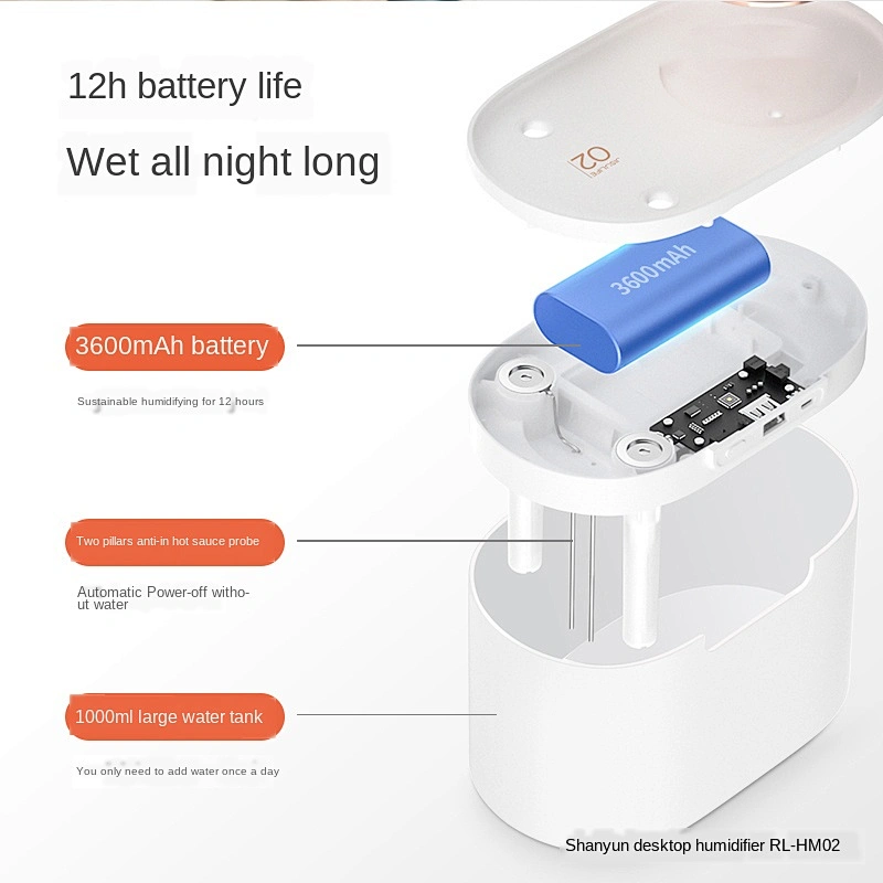Wireless Humidification independent double spray usb mini portable air desktop humidifier