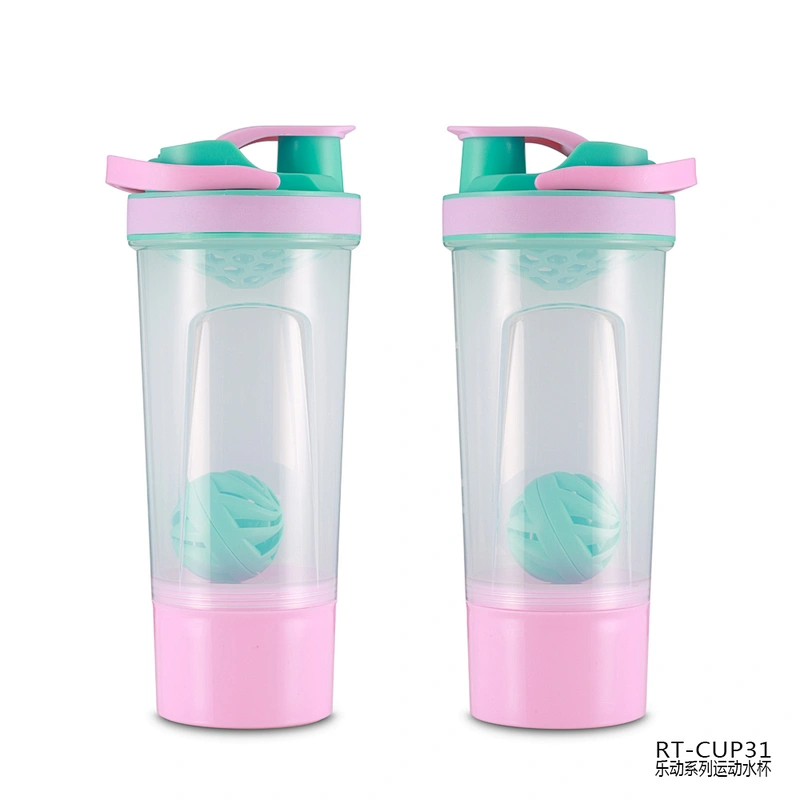 PP material a shaking ball inside the bottle body sports gym plastic water bottles sport with handle