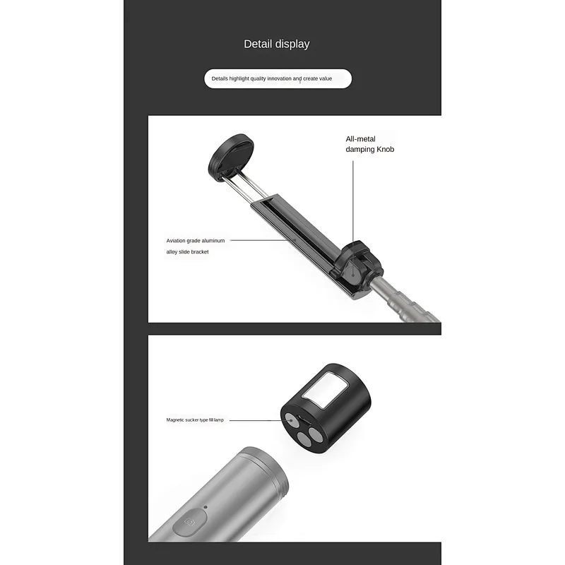 Mini portable one-key shooting with wireless bluetooth smart selfie stick stabilizer tripod
