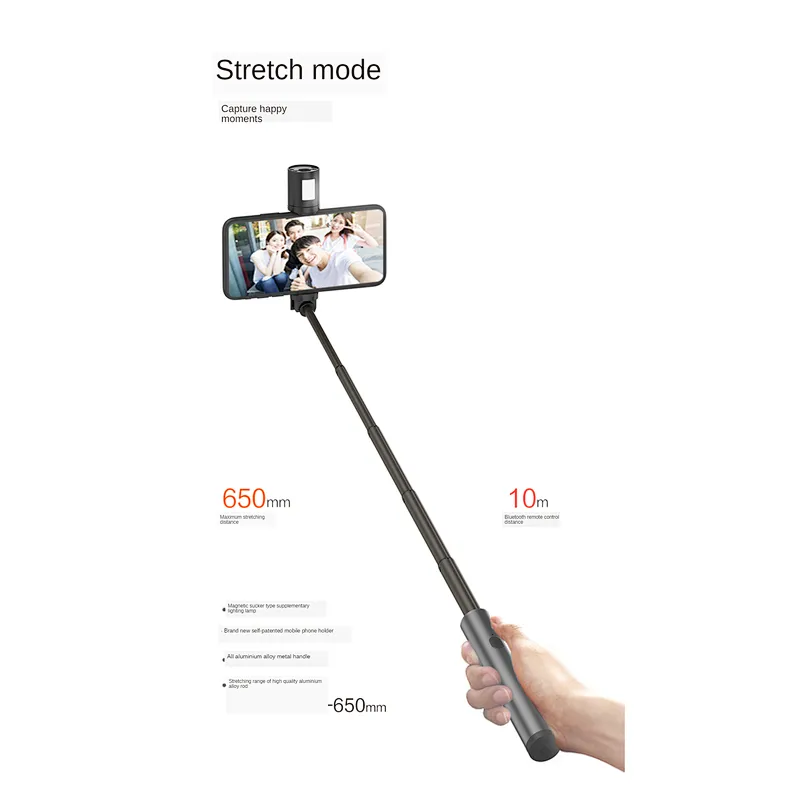 Mini portable one-key shooting with wireless bluetooth smart selfie stick stabilizer tripod
