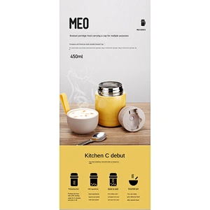 The middle cover to put the spoon 450ml stainless steel hot thermos cups