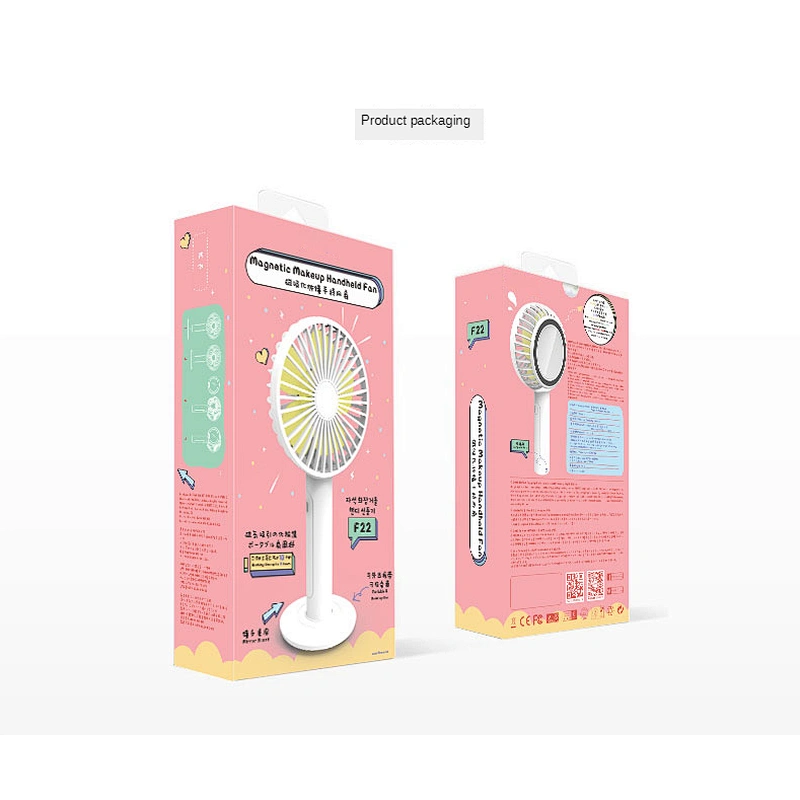 A built-in cosmetic mirror under the base hand battery portable electric fan
