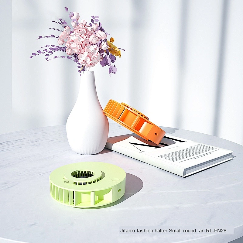 Hidden blade design mini round fan portable led home cooling fan round shape