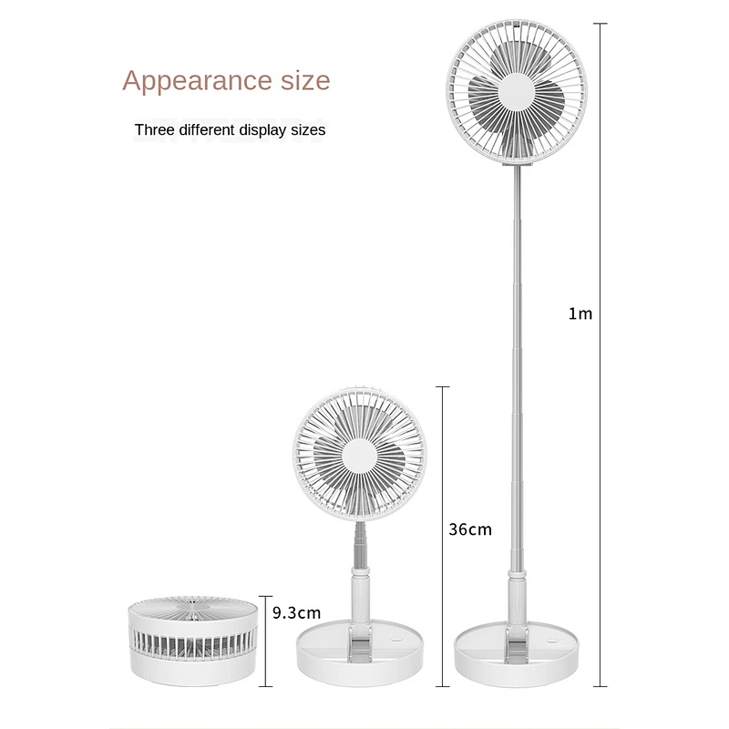 Desktop floor integrated usb charging folding storage desktop floor fan with a telescopic pole