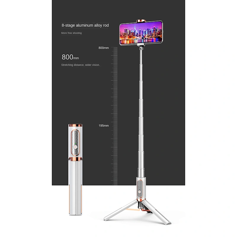 One-piece design high-quality rechargeable lithium batterie bluetooth flexible tripod selfie stick