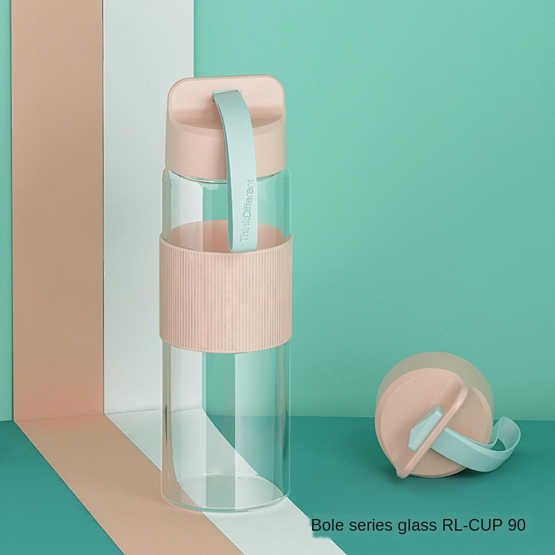 Large-capacity glass cup fresh colors fashionable and versatile 490ml custom glass water bottle