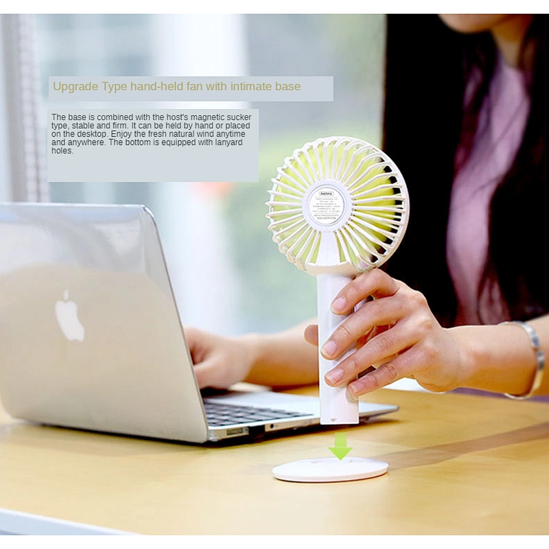 A built-in cosmetic mirror under the base hand battery portable electric fan