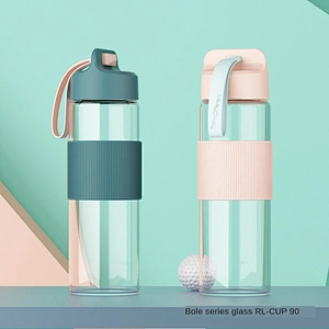 Large-capacity glass cup fresh colors fashionable and versatile 490ml custom glass water bottle