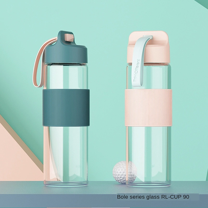 Large-capacity glass cup fresh colors fashionable and versatile 490ml custom glass water bottle