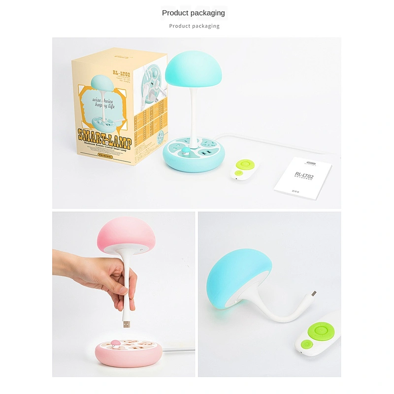 New national standard safety socket mushroom night light led strip lights remote control smart