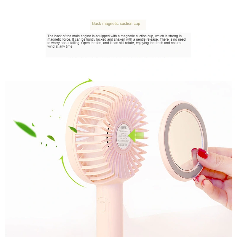 A built-in cosmetic mirror under the base hand battery portable electric fan