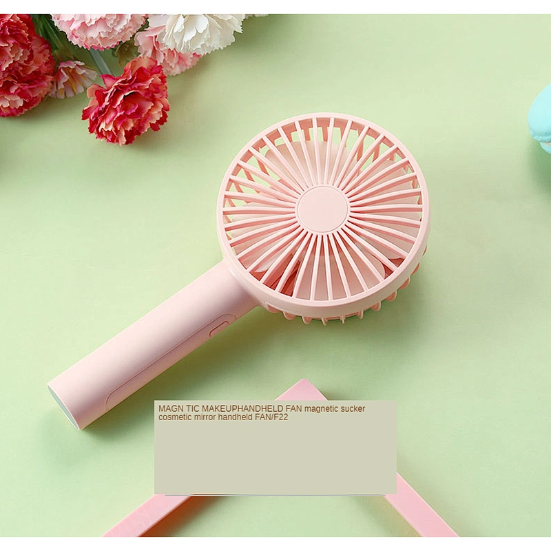 Special hot selling a built-in cosmetic mirror under the base hand battery standing electric fan