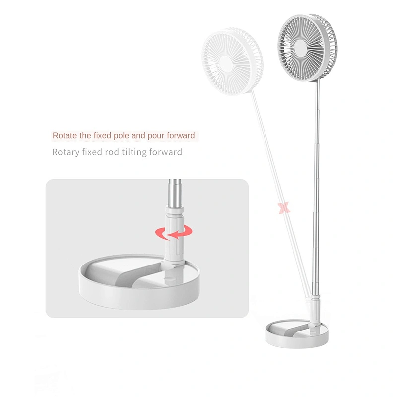 Desktop floor integrated usb charging folding storage desktop floor fan with a telescopic pole