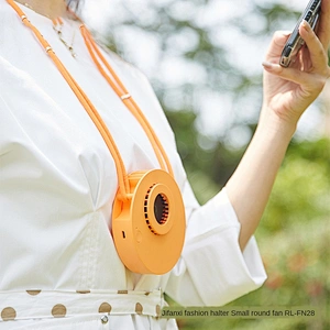 Special hot selling hidden blade design summer bladeless hanging round neck fan portable