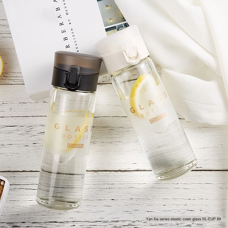 Translucent bullet cover unique anti-choke design cute water bottles glass crystal