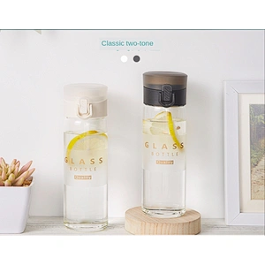 Translucent bullet cover unique anti-choke design cute water bottles glass crystal