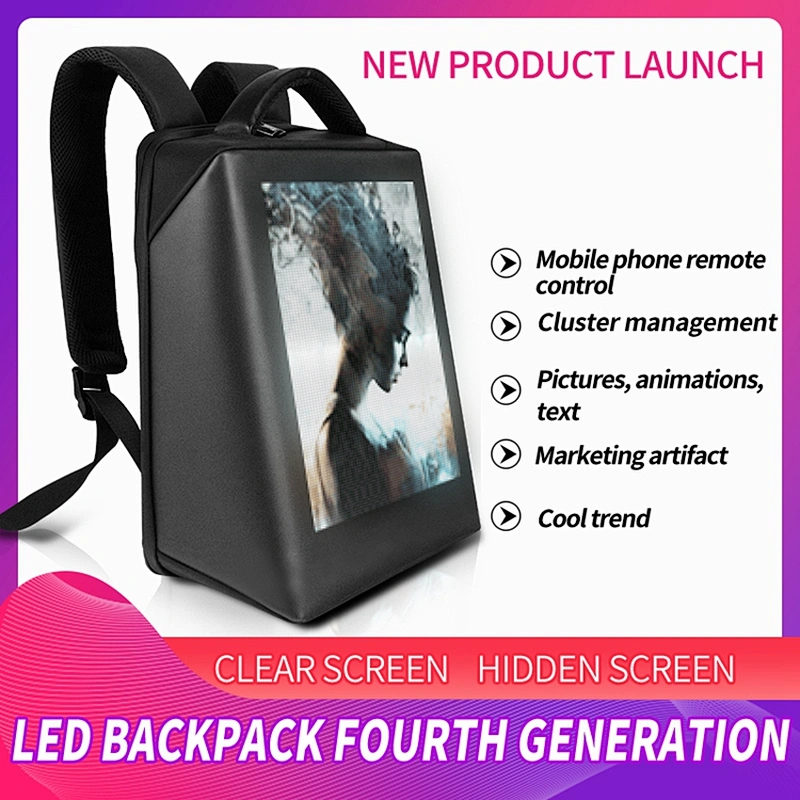 Regular layout texture 80 degree inclination design digital led screens display backpack
