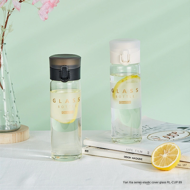 Translucent bullet cover unique anti-choke design cute water bottles glass crystal