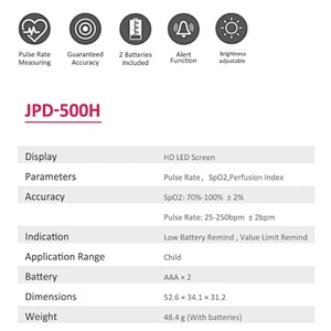 JPD-500H HD LED Screen Fingertip Pulse Oximeter