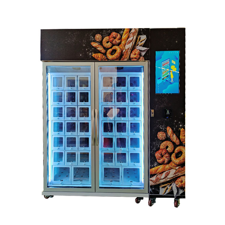 Micron smart bread cake vending machine with 3~20℃ cooling system, card reader, coin, cash payment system