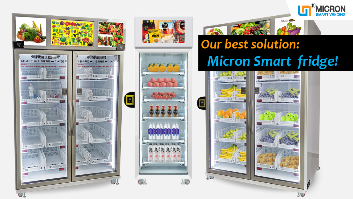 smart fridge vending machine with card reader to sell snack