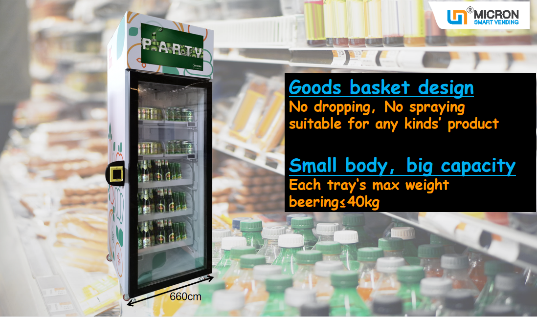 smart fridge vending machine with card reader to sell snack