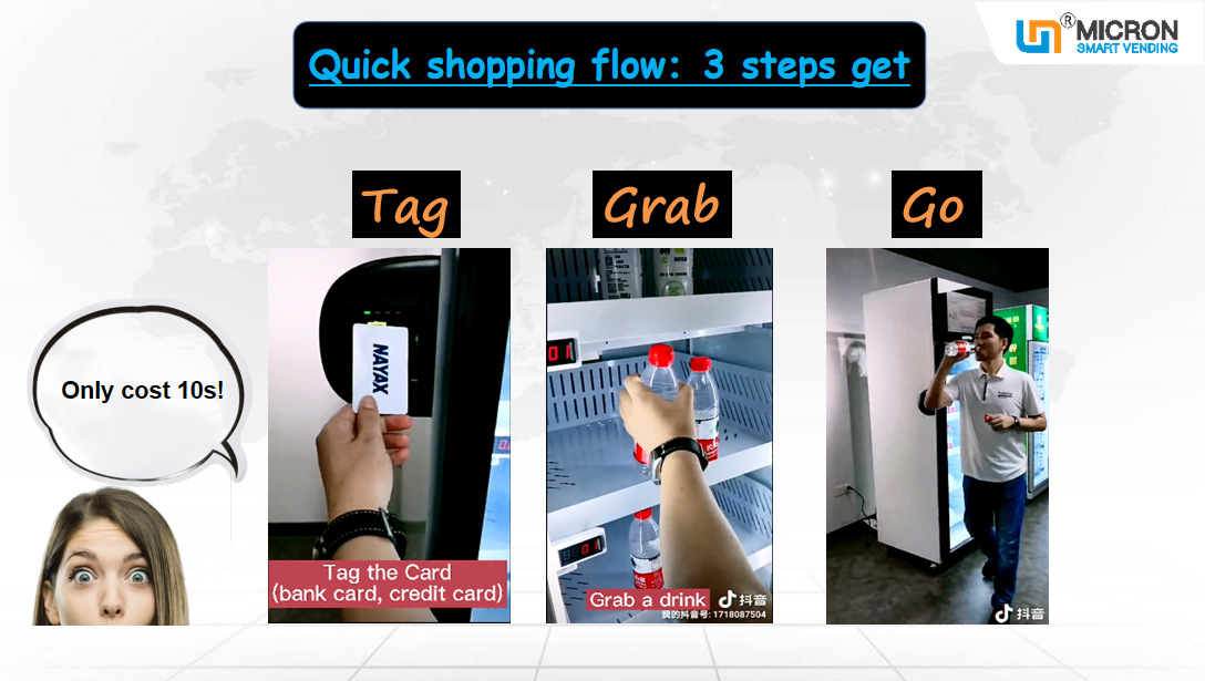 smart fridge vending machine with card reader to sell snack