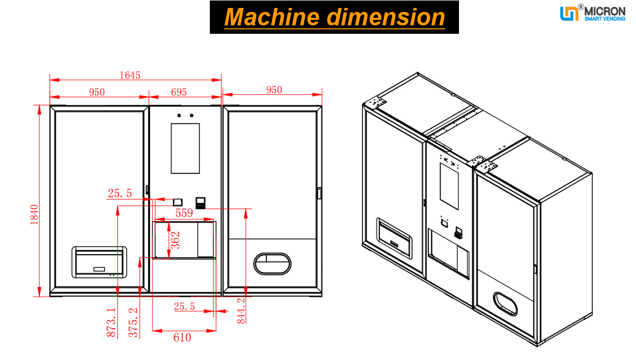 combo vending machine with big capacity and microwave oven to sell hot food meal snack drink, it can hold 250 drinks, 30 snacks and 107 meal boxes
