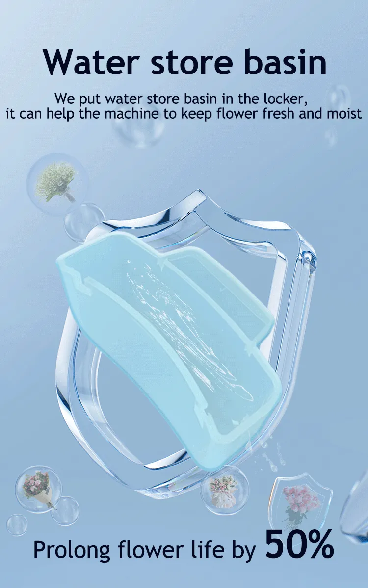 Micron fresh flower vending machine with lockers, and we put water store basin in the locker to keep the flower fresh and moist