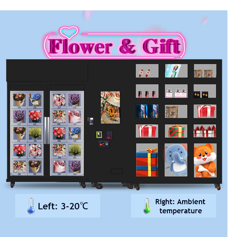 micron flower and gift vending machine business, two machines in one controller combo vending machine
