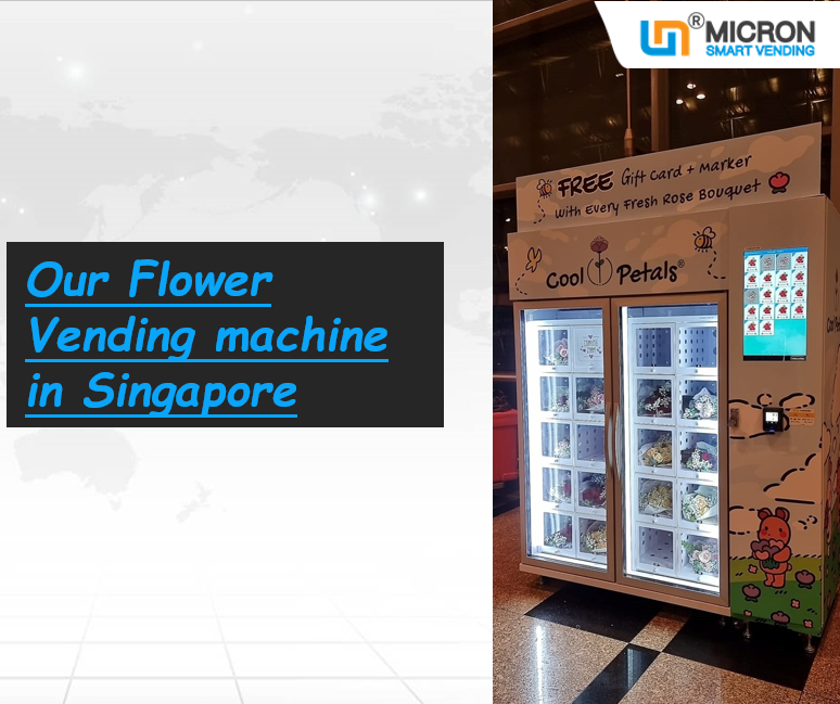 flower vending machine, 22 inch touch screen, cooling locker Our flower vending machine in Singapore