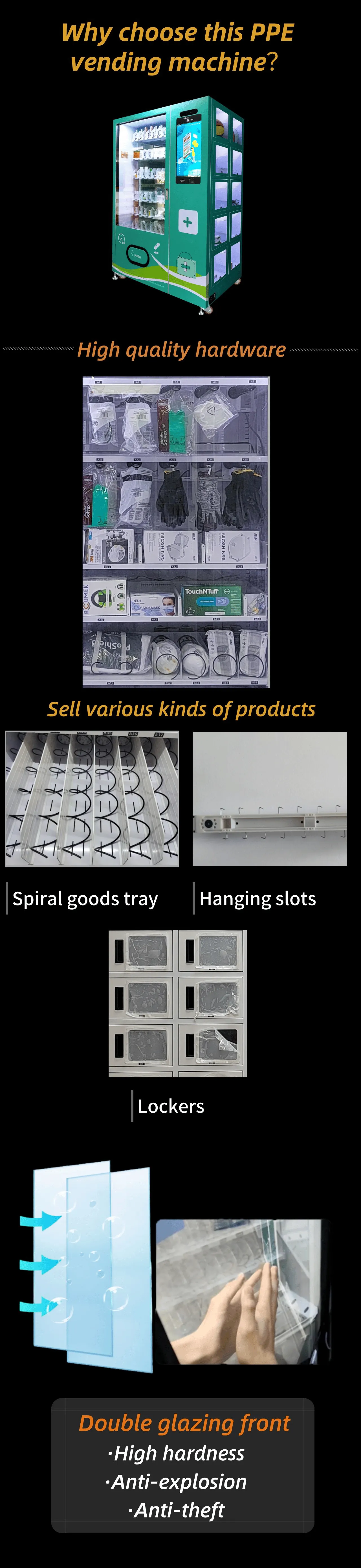 PPE vending machine with high quality hardware
