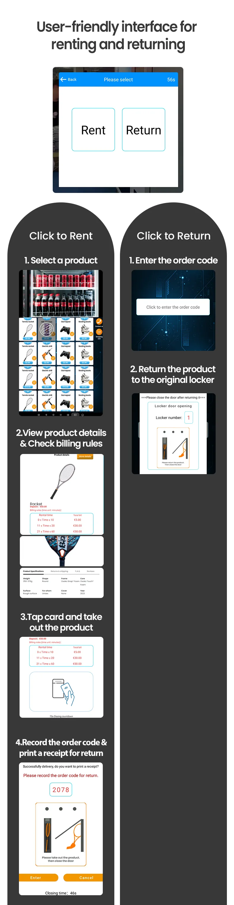 user friendly interface for renting and returning