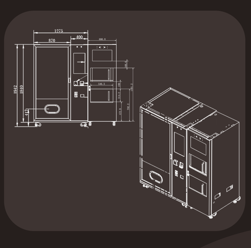 size of vending machine