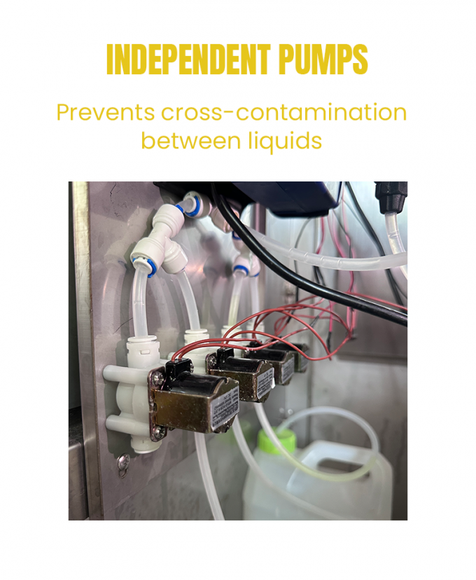 The four tanks has their individual pumps.