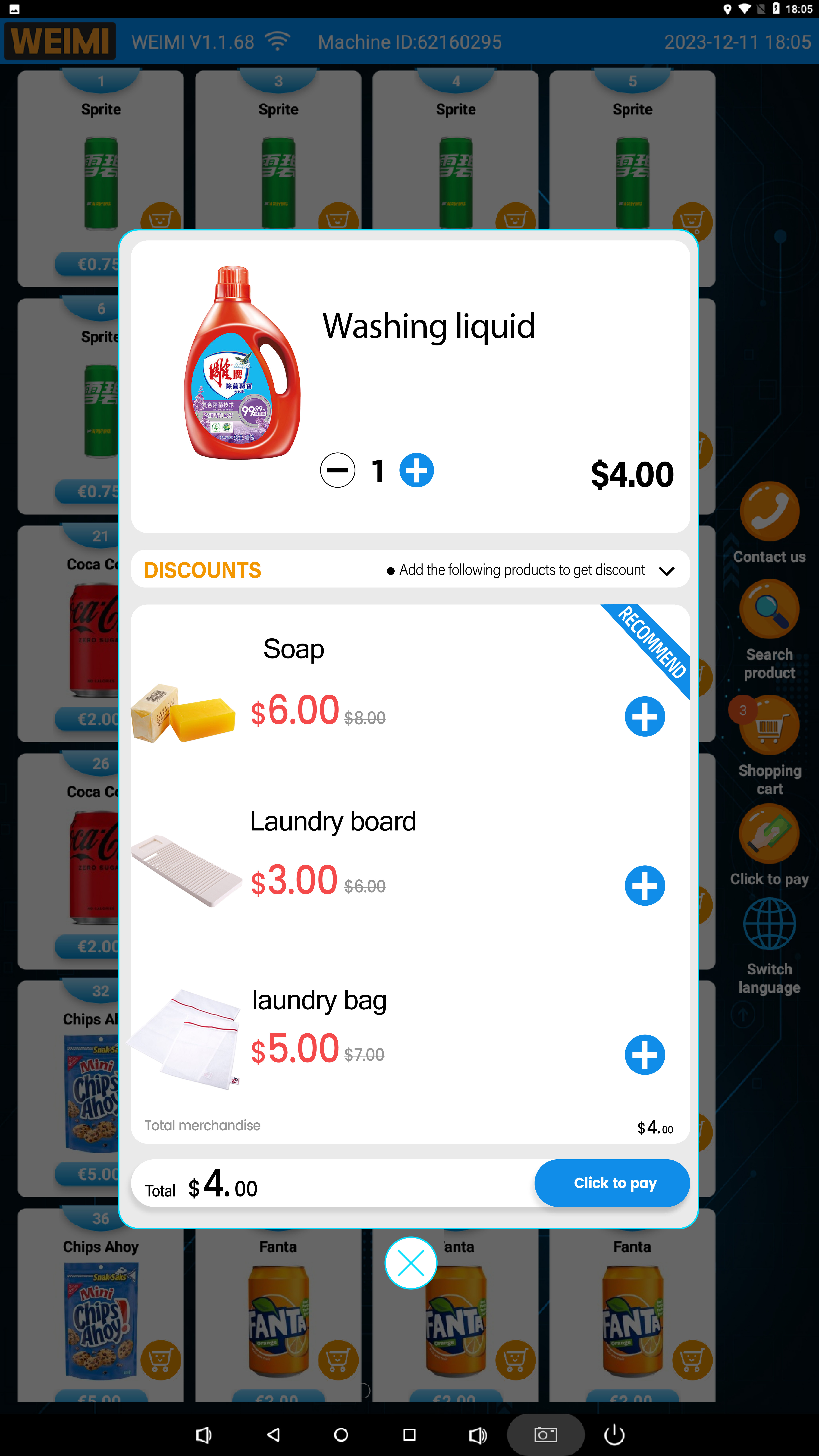 laundry product vending machine product selection and recommended product features