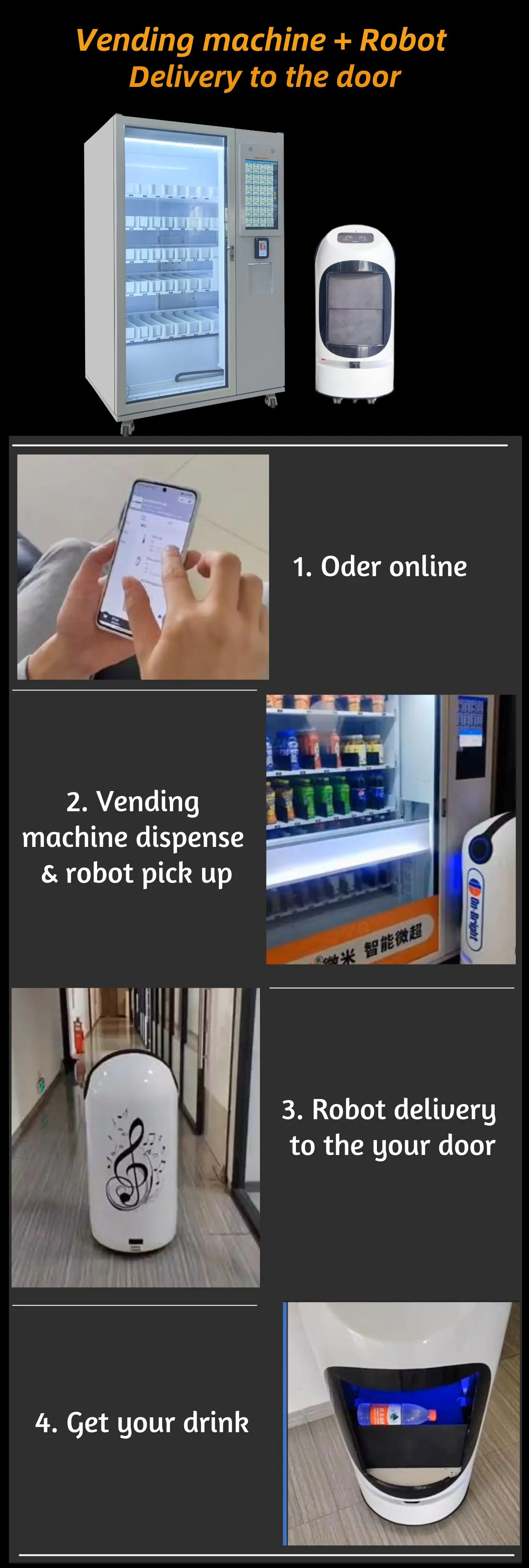 Micron wine beer vending machine with robot delivery to the door, save your time.