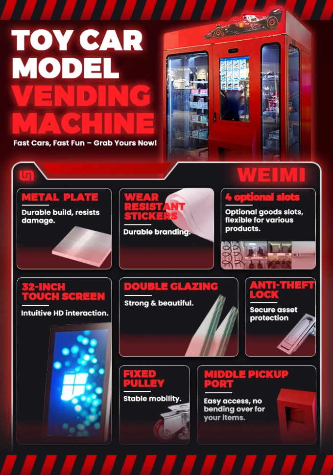 Smart Toy Vending Machine with Transparent Display Cabinet and Elevator Delivery for Model Cars & Collectibles