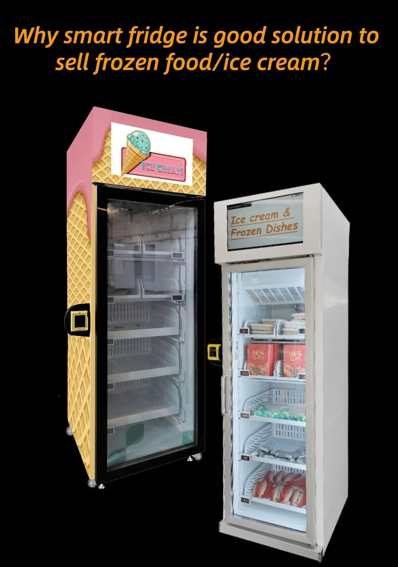 Micron -18℃ freezing ice cream vending machine to sell frozen food, ice cream, frozen meat, this ice cream vending machine can hold 300 ice creams