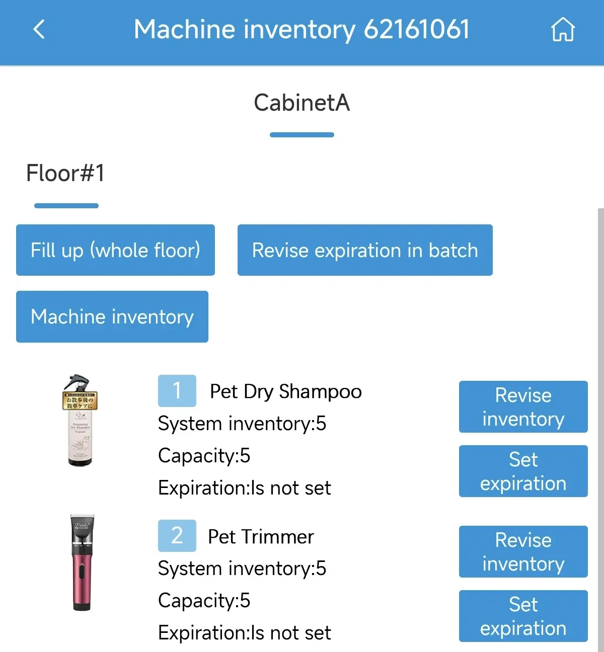 You can check the inventory on the backend system of this pet grooming product vending machine