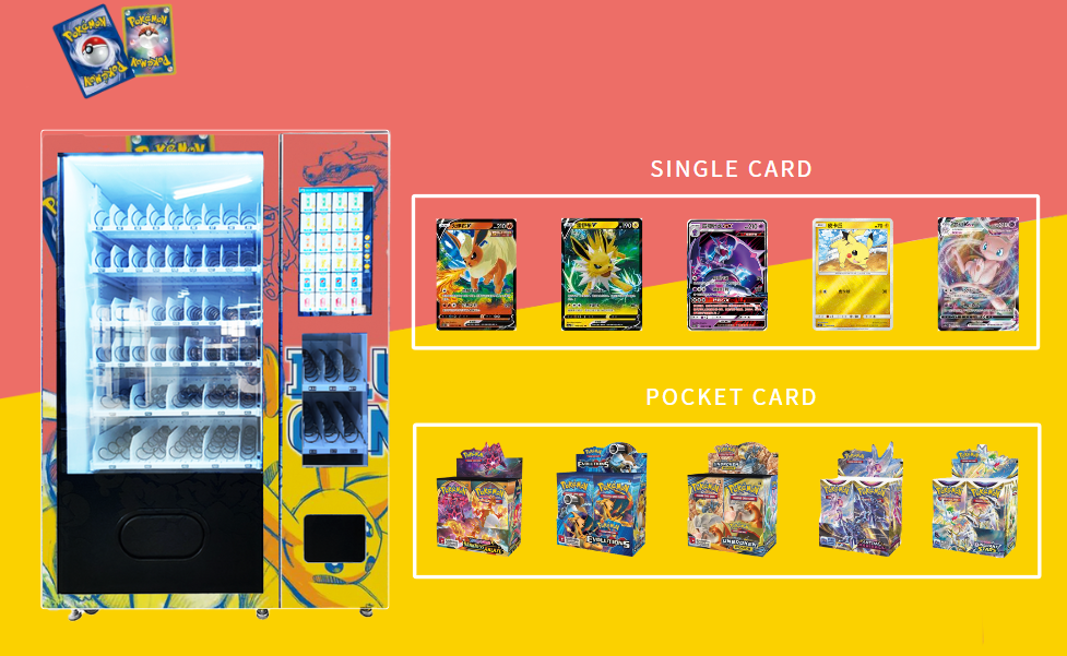 trading card vending machine support selling trading cards in different packages