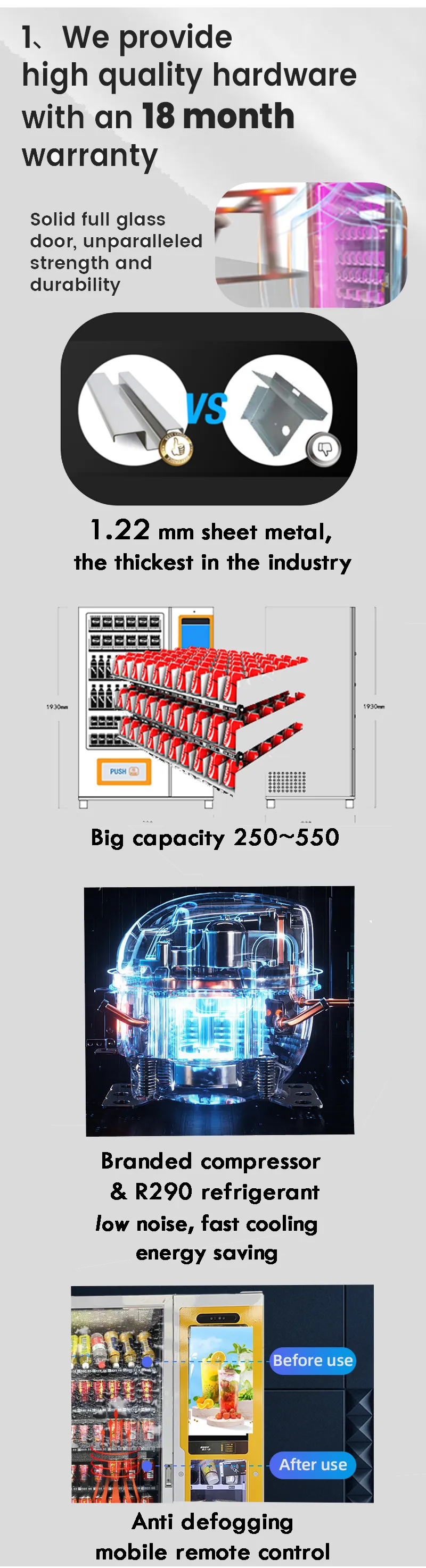 Weimi smart combo snack cold soda drink vending machine for sale, with big capacity and smart management system better shopping experience,