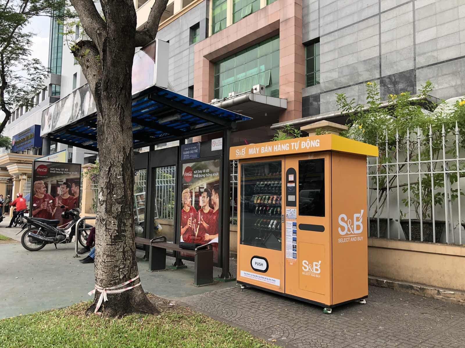 Micron snack drink vending machine in bus station in Vietnam