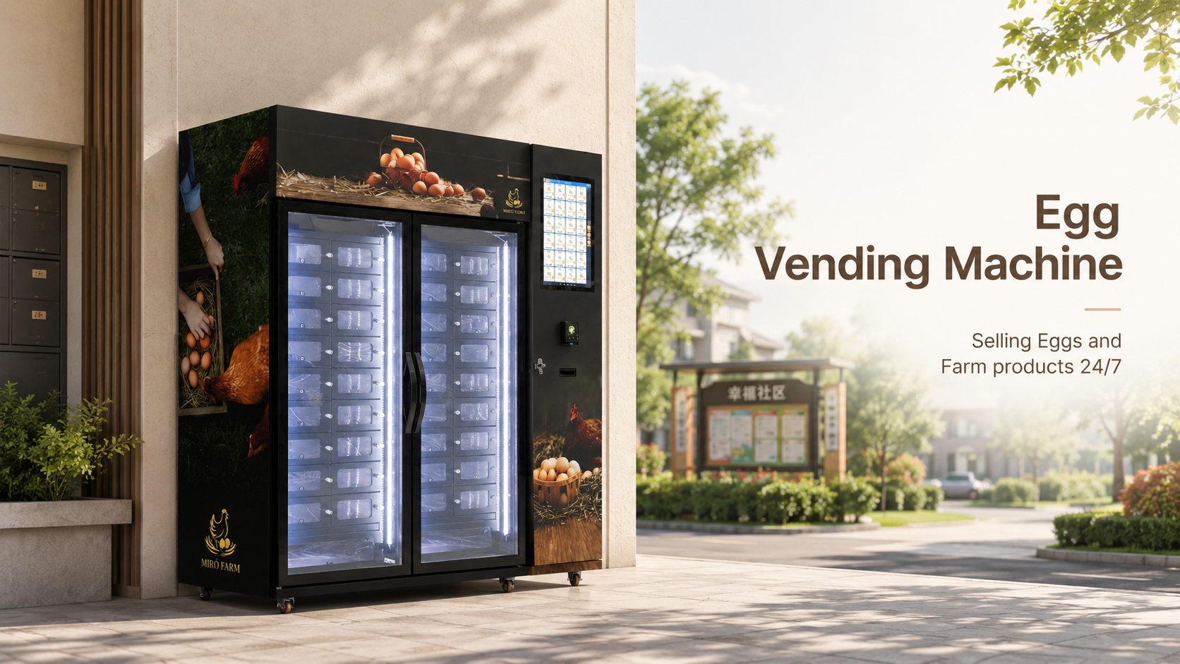 This egg vending machine is suitable be placed at communities and markets.
