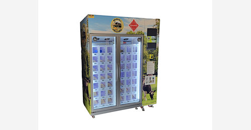 Cheese vending machine with freezer locker and touch screen
