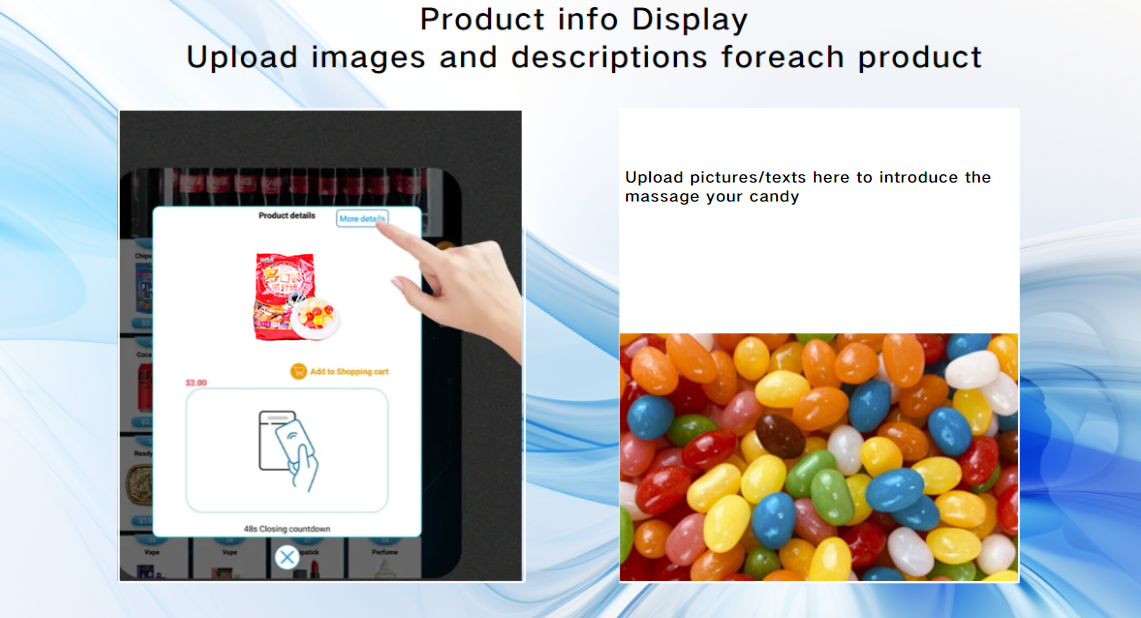 candy vending machine can check product detail