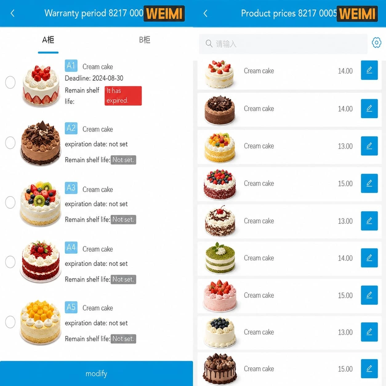 You can set the shelf life and the price on the backend system of this cake vcending machine.