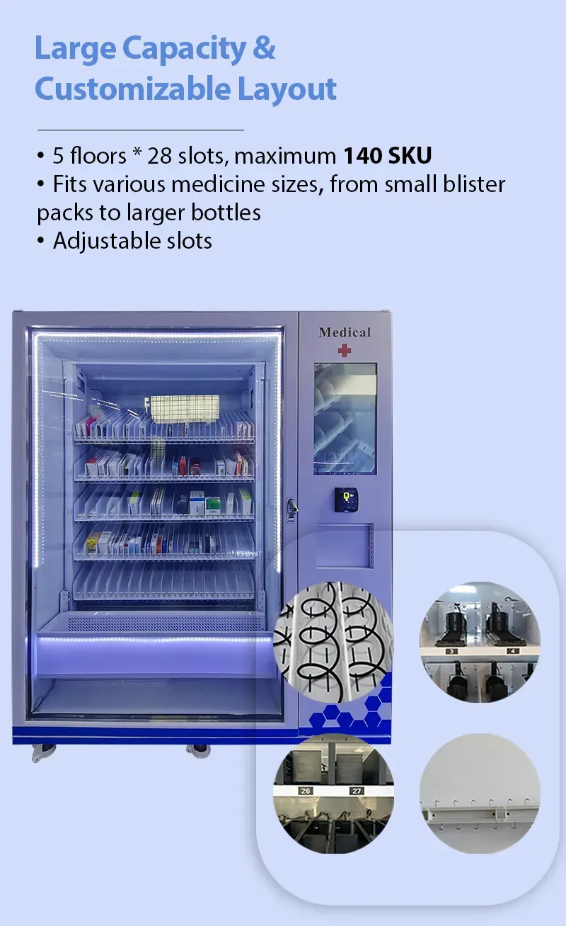 24/7 Smart Pharmacy Vending Machine with Elevator Delivery can customize the slots.