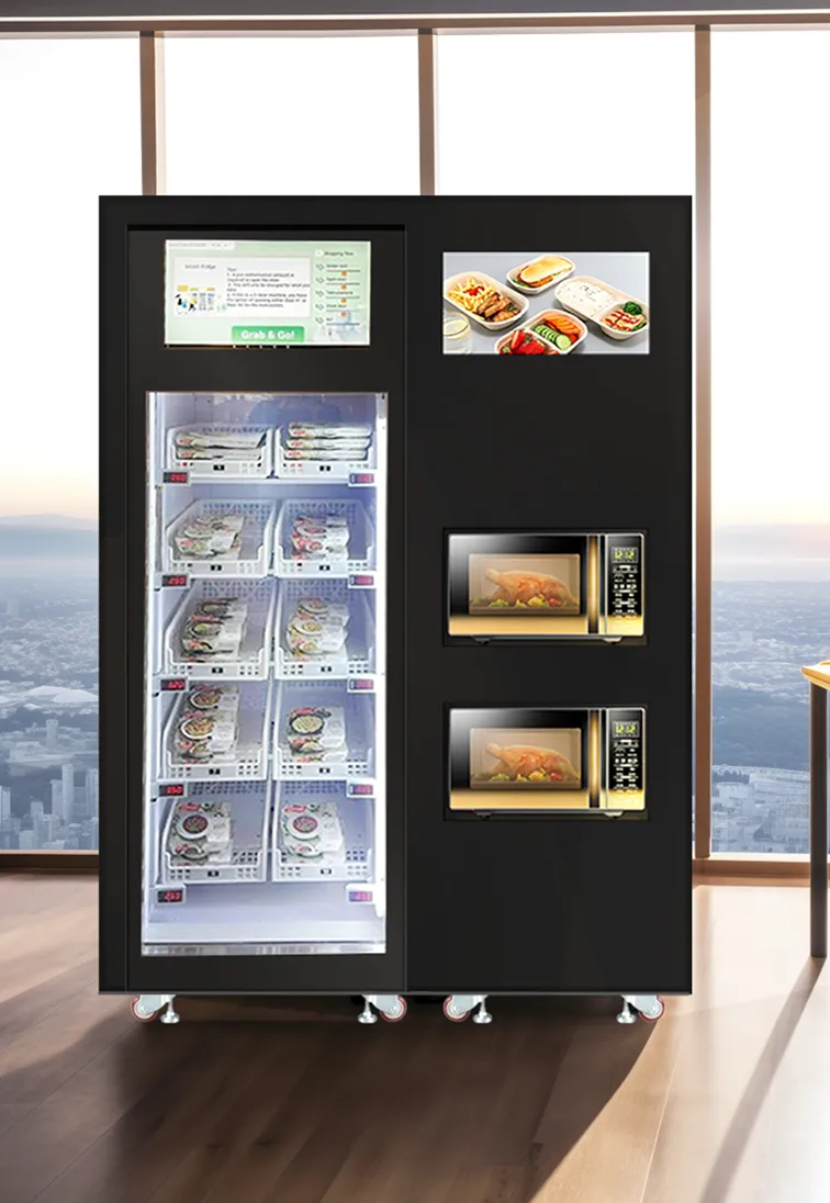 micron smart fridge vending machine with microwave for office