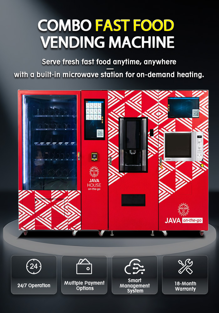 This food vending machine with microwave is suitable for selling ready-meal and coffee.
